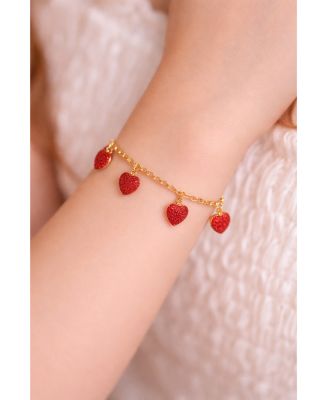 Girls 18K Yellow Gold Plated Heart Charm Bracelet