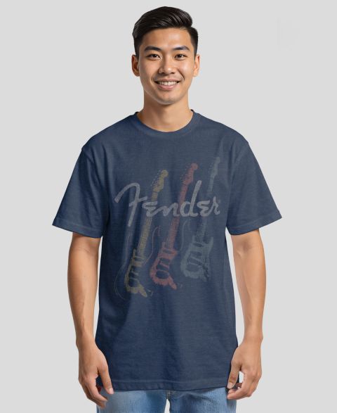 Мужская футболка Fender Triple Fret Short-Sleeve, цвет: Тёмно-синий меланжевый