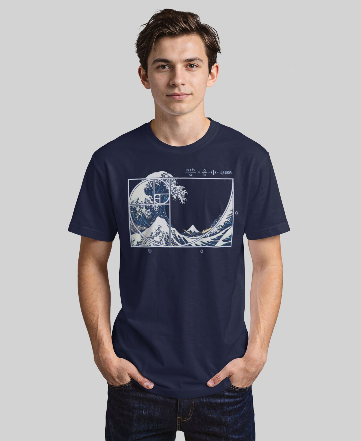 Мужская футболка Design By Humans The Great Fibonacci Wave Short-Sleeve, цвет: Тёмно-синий — фото 1