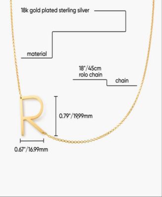 Sideways Initial Necklace in Gold Plated Sterling Silver