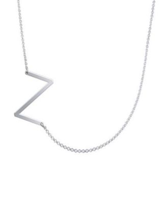 Oak & Luna Sideways Initial Necklace in Sterling Silver - Letter z