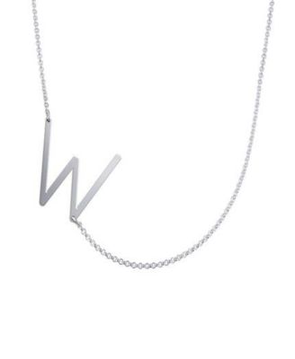 Oak & Luna Sideways Initial Necklace in Sterling Silver - Letter w
