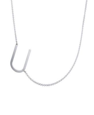 Oak Luna Sideways Initial Necklace in Sterling Silver - Letter u 100$
