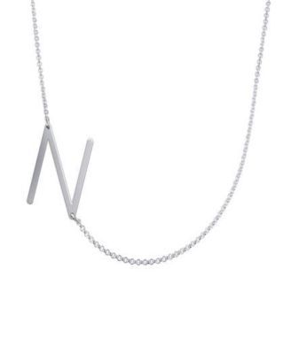 Oak Luna Sideways Initial Necklace in Sterling Silver - Letter n 100$