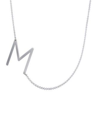 Oak & Luna Sideways Initial Necklace in Sterling Silver - Letter m