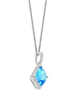 Swiss Blue Topaz (3-3/8 ct. t.w.) & Diamond (1/8 ct. t.w.) 18" Pendant Necklace in 14k White Gold