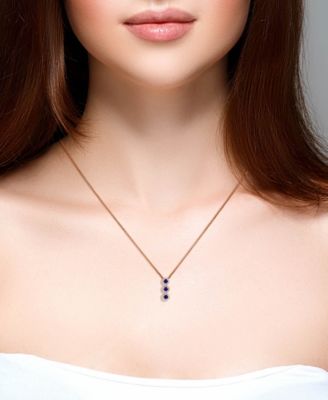 Sapphire (1/6 ct. t.w.) & Diamond (1/10 ct. t.w.) 18" Pendant Necklace in 14k Rose Gold (Also Available in Yellow Gold or White Gold)