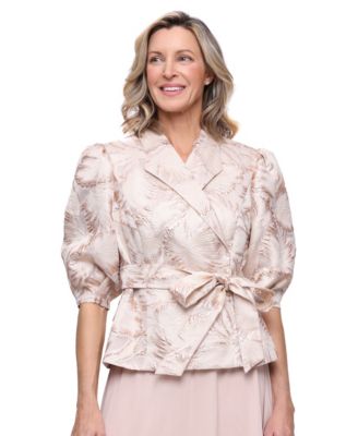 Petite Jacquard V-Neck Top