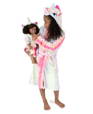 Toddler Girls 2T-5T Matching Doll Fleece Hooded Robe