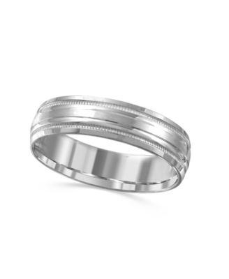 Men's High-Polished Etched Wedding Band in 14k White Gold