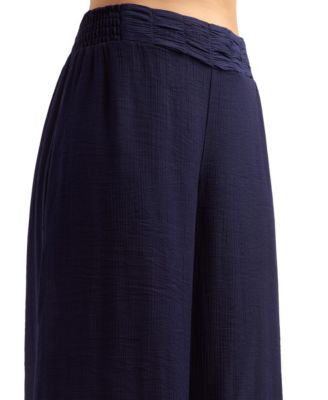 Women's Textured Wide-Leg Low-Rise Pants