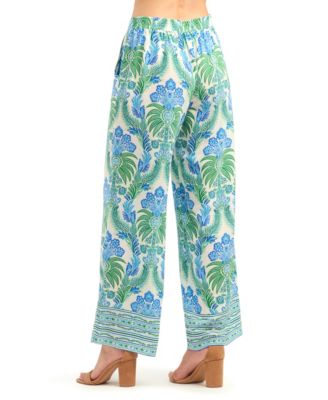 Women's Printed Wide-Leg Mid-Rise Pants