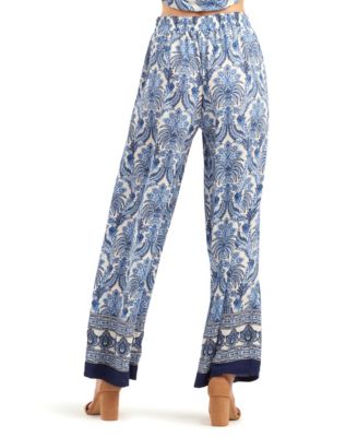 Women's Printed Wide-Leg Mid-Rise Pants