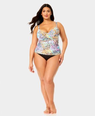Plus Size Shirred Tankini Top