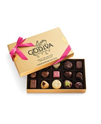 Assorted Chocolate Gold Gift Box with Azalea Ribbon, 15-Pc.