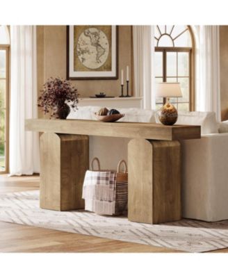 63" Long Entryway Table, Farmhouse Console Table with 2 Arched Pedestal Legs