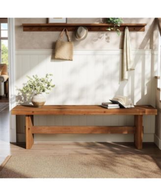 63" Long Solid Wood Entryway Bench