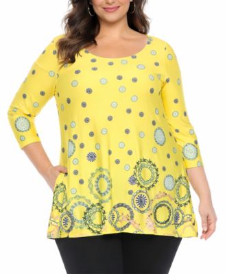 Plus Size Printed Sleeve Flowy Tunic Top