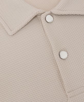 Men's Textured Half-Button Polo Shirt