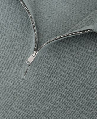Men's Textured-Knit Half-Zip Polo Shirt