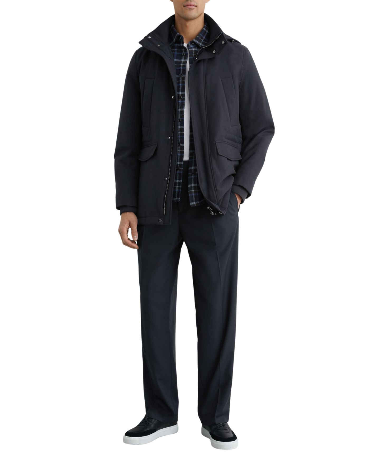 Мужское пальто REISS Lord Hooded Zip-Through Padded, цвет: Тёмно-синий — фото 2