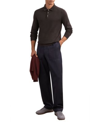 Men's Merino Wool Long-Sleeve Polo Shirt