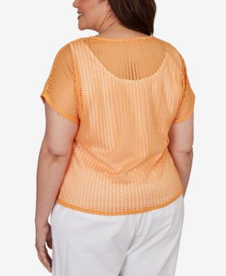 Plus Size Solid Textured Knit Top