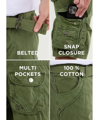 Men's Cargo Shorts Camo & Solid Colors 12.5" Inseam Knee Length Classic Fit Multi Pocket