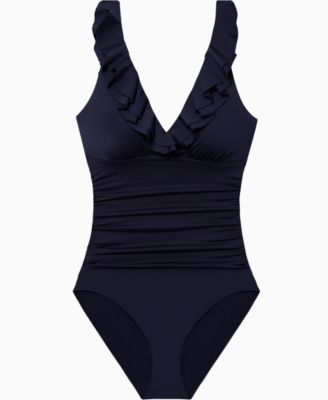 Ruffle Surplice Underwire One Piece Swimsuit