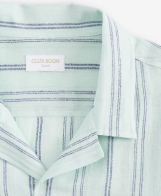Men's Textured Stripe Linen Short-Sleeve Shirt