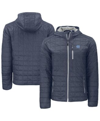 Men's&nbsp;Cutter & Buck Anthracite North Carolina Tar Heels Rainier Eco PrimaLoft Hooded Full-Zip Jacket