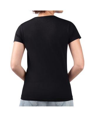 Women's Black San Antonio Spurs Super-Slim Fit Lightweight Flowers Team Logo Graphic V-Neck T-Shirt