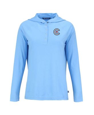 Women's Powder Blue Chicago Cubs City Connect Coastline Epic Comfort Hoodie Raglan Long Sleeve T-Shirt