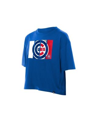 Women's Royal Chicago Cubs Boxy Foil Logo T-Shirt