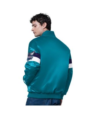 Men's Teal Charlotte Hornets Triple Option Varsity Full-Snap Satin Jacket