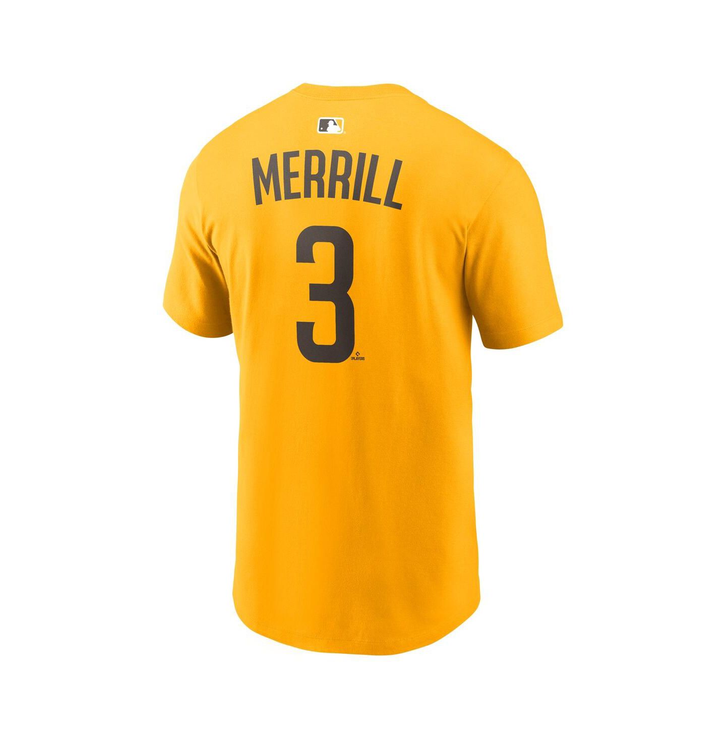 Мужская футболка Nike Jackson Merrill Gold San Diego Padres Name & Number — фото 3