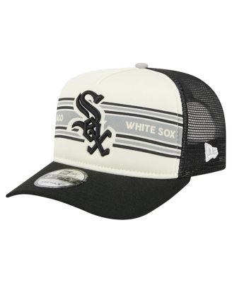 Men's Cream/Black Chicago White Sox Banner A-Frame 9FIFTY Trucker Snapback Hat