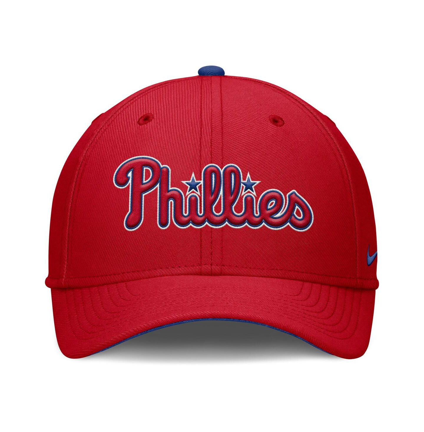 Мужская кепка Nike Red Philadelphia Phillies Primetime Rise Dri-FIT Flex Hat — фото 2