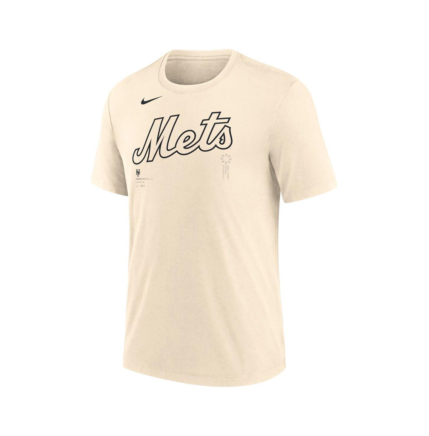Мужская футболка Nike Natural New York Mets Wordmark Tri-Blend — фото 2