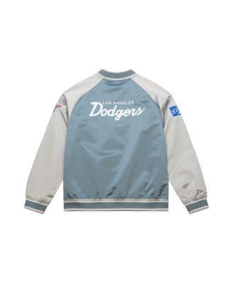 Mitchell Ness Men's Gray Los Angeles Dodgers Thunderstorm Head Coach Lightweight Satin Full-Snap Jacket