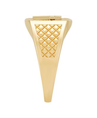 Cross Band Ring in 14k Yellow Gold Plated Sterling Silver