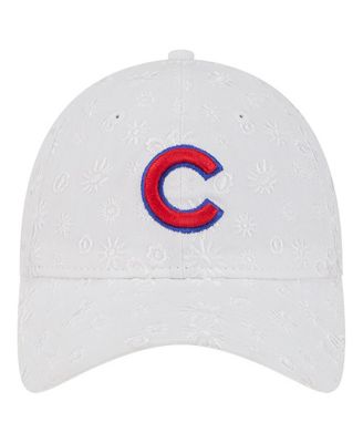 Women's White Chicago Cubs Floral Mesh 9TWENTY Adjustable Hat
