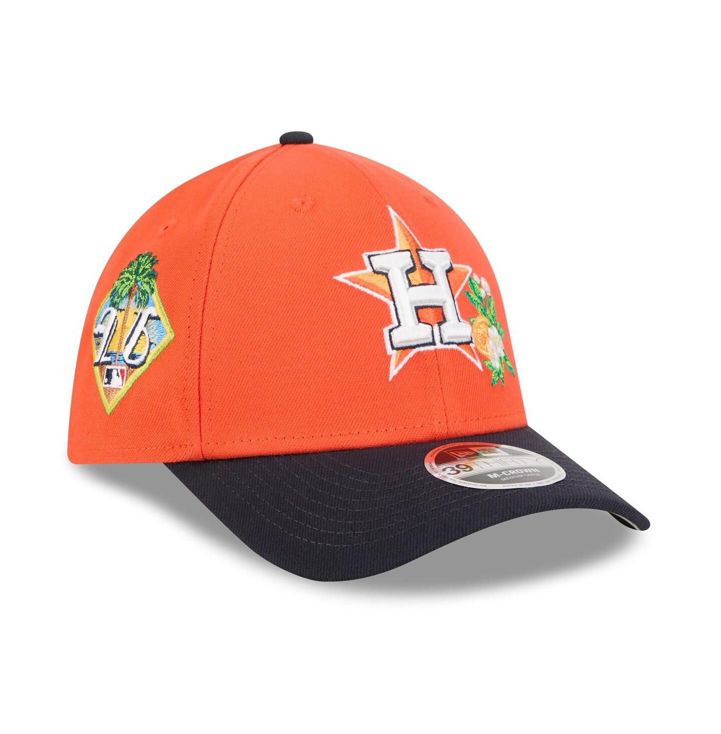 Мужская кепка New Era Orange/Navy Houston Astros 2026 Spring Training M-Crown 39THIRTY Flex Hat — фото 1