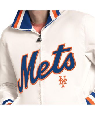 Men's White New York Mets The Captain Cooperstown Logo Full-Zip Varsity Jacket