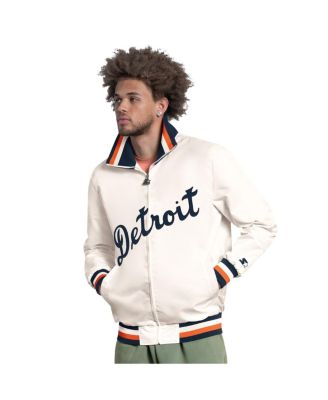 Men's White Detroit Tigers The Captain Cooperstown Logo Full-Zip Varsity Jacket