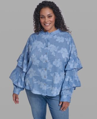 Plus Size Mock Neck Tiered Top