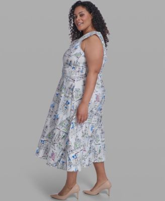 Plus Size Sleeveless V-Neck Midi Dress