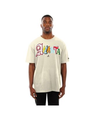 Men's Cream Atlanta Braves Ransom Note Oversized T-Shirt