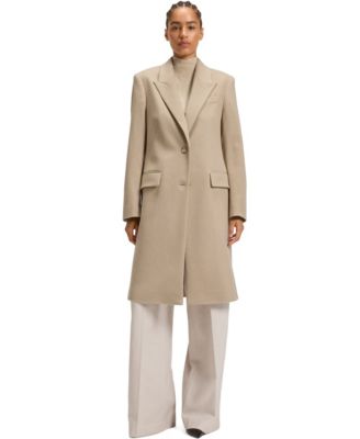 BOSS by Women's Wool Regular-Fit Peak Lapels Coat
