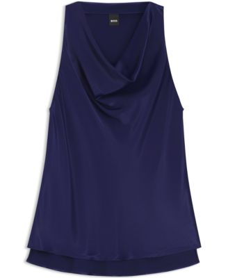 BOSS by Women's Satin Draped Neckline Sleeveless Top